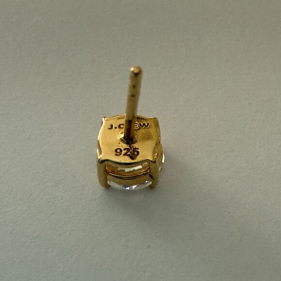 NOC J.Crew Sterling 925 Gold Vermeil Cubic Zirconia Solitaire Stud Earrings - Picture 2 of 5